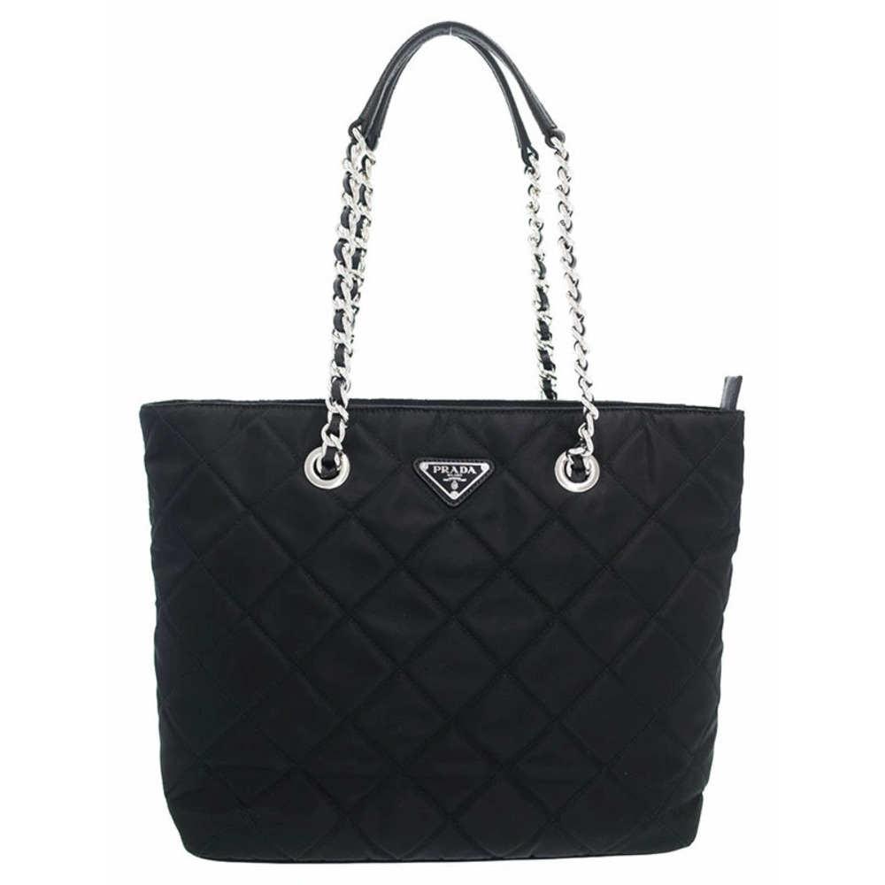 Prada Quilted Chain Tote Bag Black